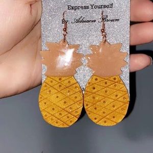 Hand made earrings. “ golden Pineapple “ made to order